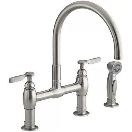 Kohler Parq Double Handle Bridge Faucet with SidesprayModel: K-6131-4-CP | Build.com, Inc.