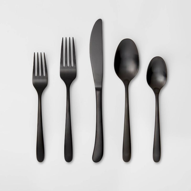 5pc Stainless Steel Kayden Silverware Set Matte Black - Threshold&#8482; | Target