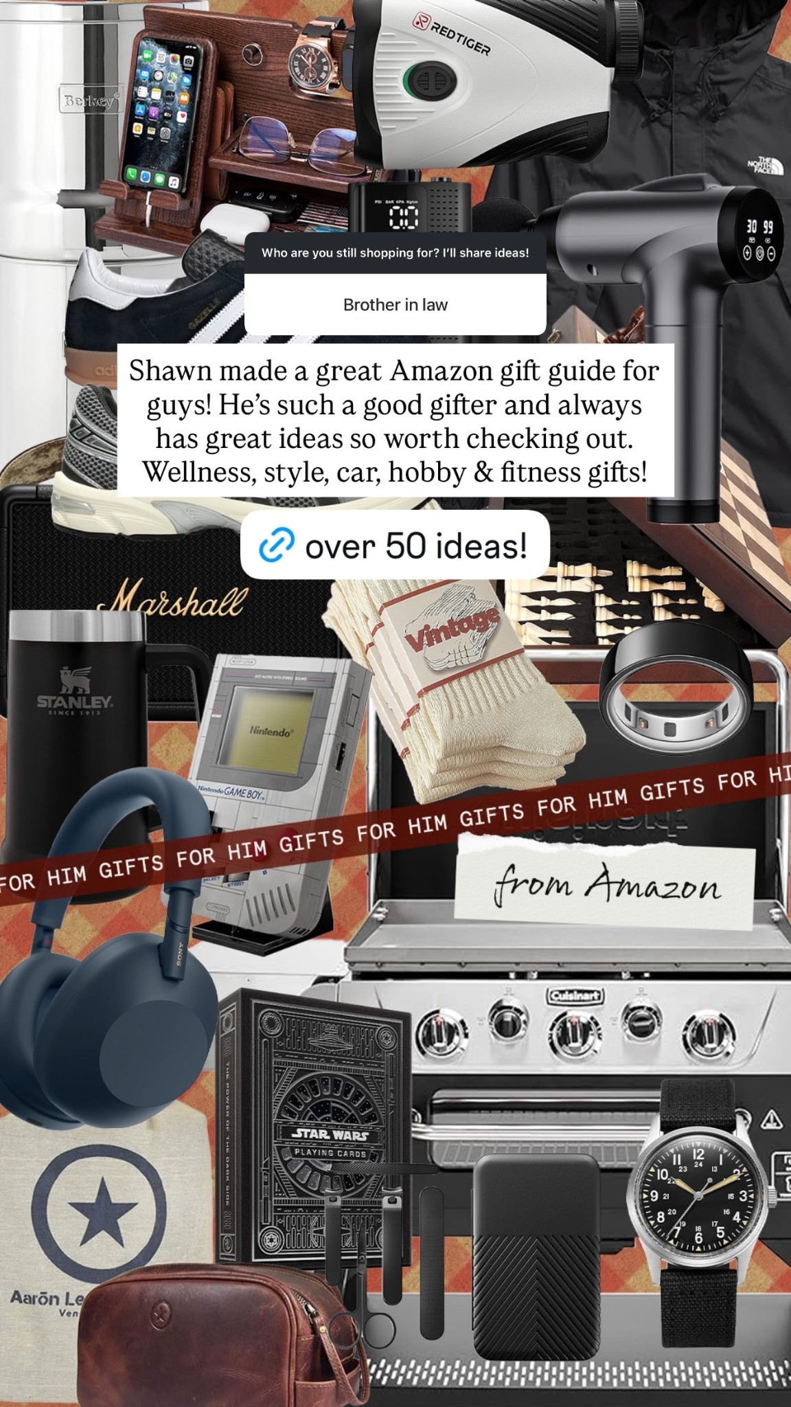 Shawn made a great Amazon gift guide for guys! He’s such a good gifter and always has great ideas so worth checking out. Wellness, style, car, hobby & fitness gifts!