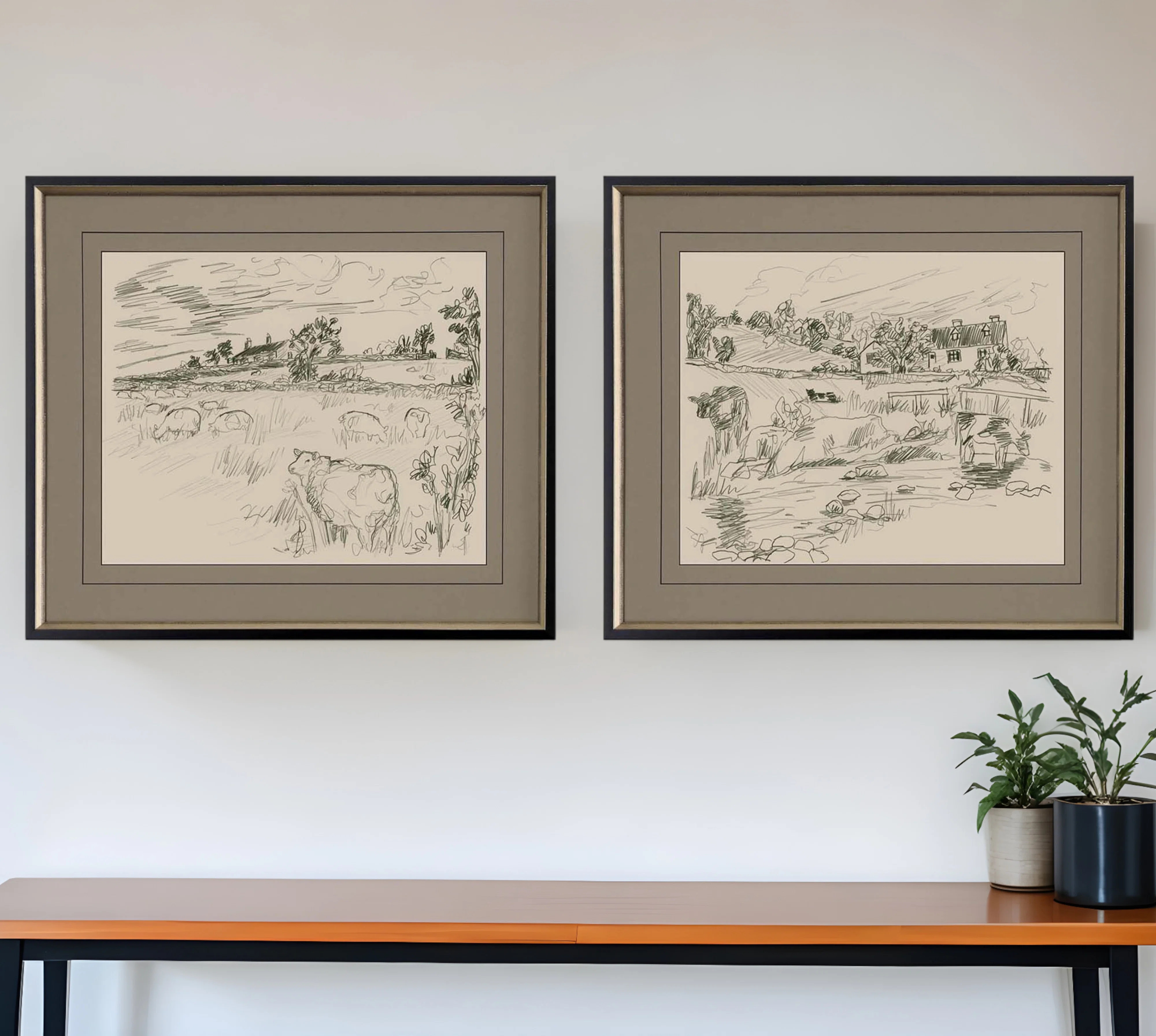 HomeRoots Set Of Two Sepia Scenes I Black Framed Print Wall Art | Wayfair | Wayfair North America