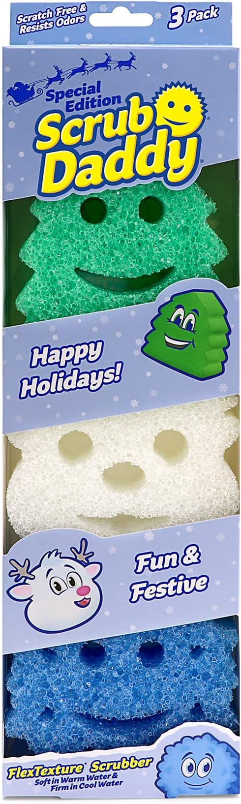 Scrub Daddy Sponge Set - Winter Shapes - Non Scratch Scrubbers for Dishes and Home, Odor Resistan... | Amazon (US)