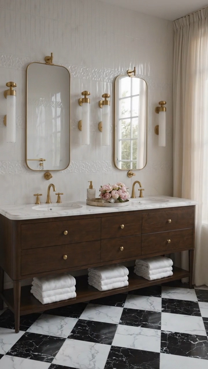 Timeless design meets everyday function. This modern classic primary bath pairs a warm wood double vanity with elegant brass accents, tailored lighting, and a striking checkered marble floor for a look that feels both fresh and refined.

If you’re planning a bathroom refresh, now is the perfect time—our favorite vanities from Arhaus are up to 60% off during their Fourth of July Sale, happening now.

#Arhaus #ArhausSale #FourthOfJulySale #ModernClassic #PrimaryBathroom #DoubleVanity #BathVanity #VanityLighting #VanityMirror #BathroomTile #CheckeredFloor #BrassFixtures #BathAccessories #BathTowels #BathroomInspo #BathroomRenovation #LuxuryBathroom #TimelessDesign #InteriorDesign #HomeDecor

#LTKdayinmylife #LTKHome #LTKSaleAlert