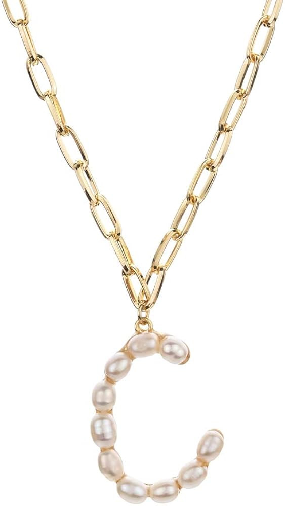 Initial Necklace for Women Girls Large Big Letter Necklace - Paperclip Chain Alphabet Pendant Nec... | Amazon (US)