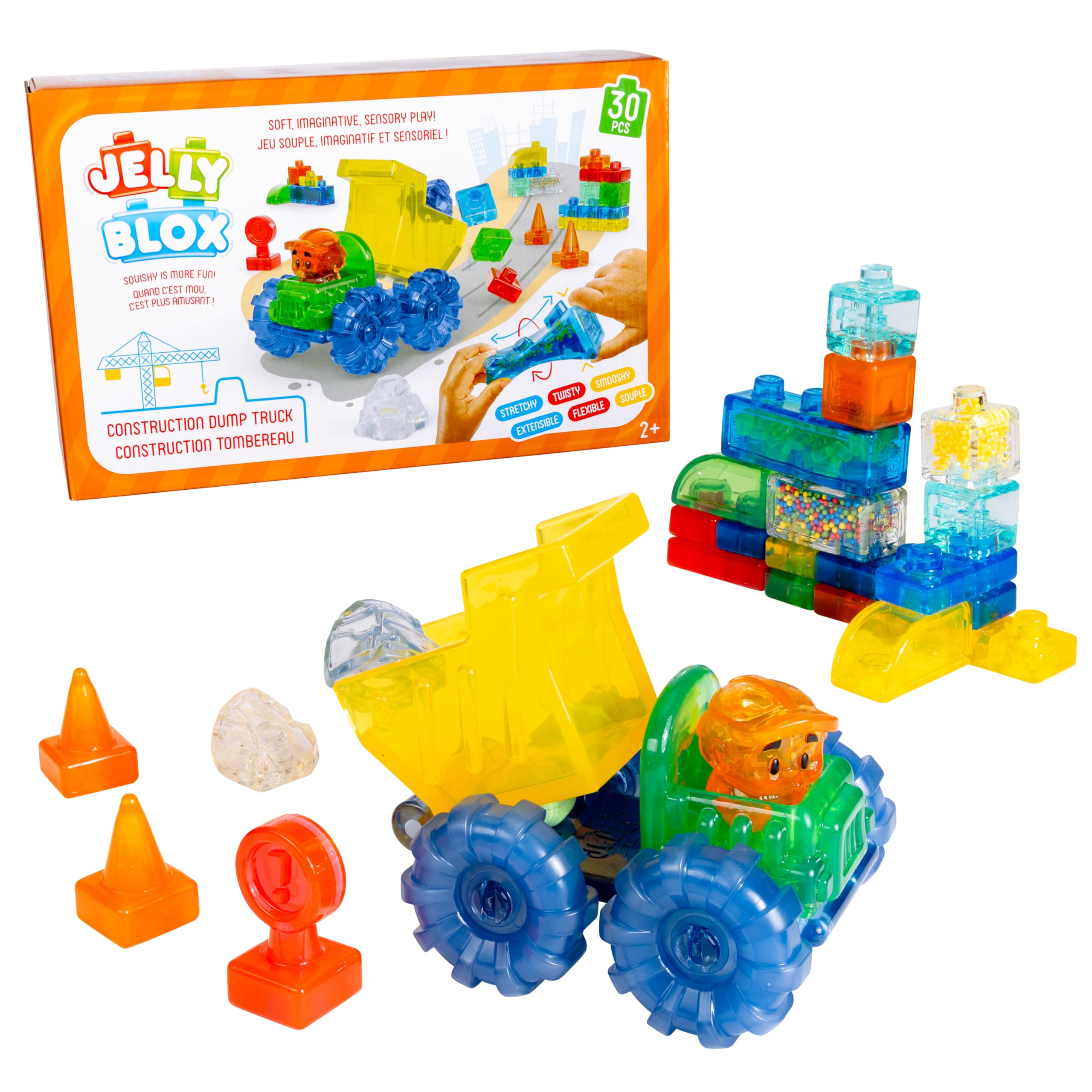Jelly Blox Construction Dump Truck Set | 30 Pieces | Toddler & Preschool Building Blocks Kids Can... | Amazon (US)