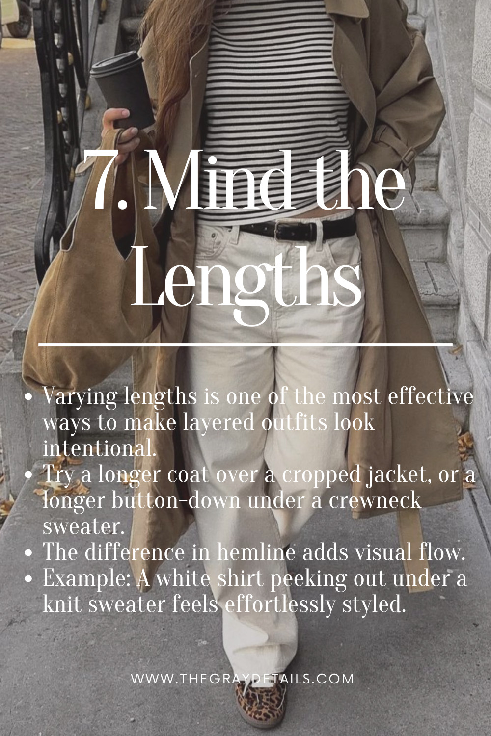 Varying lengths is one of the most effective ways to make layered outfits look intentional. Try a longer coat over a cropped jacket, or a longer button-down under a crewneck sweater. The difference in hemline adds visual flow. Example: A white shirt peeking out under a knit sweater feels effortlessly styled. 

 #LTKSeasonal #LTKStyleTip #LTKWorkwear