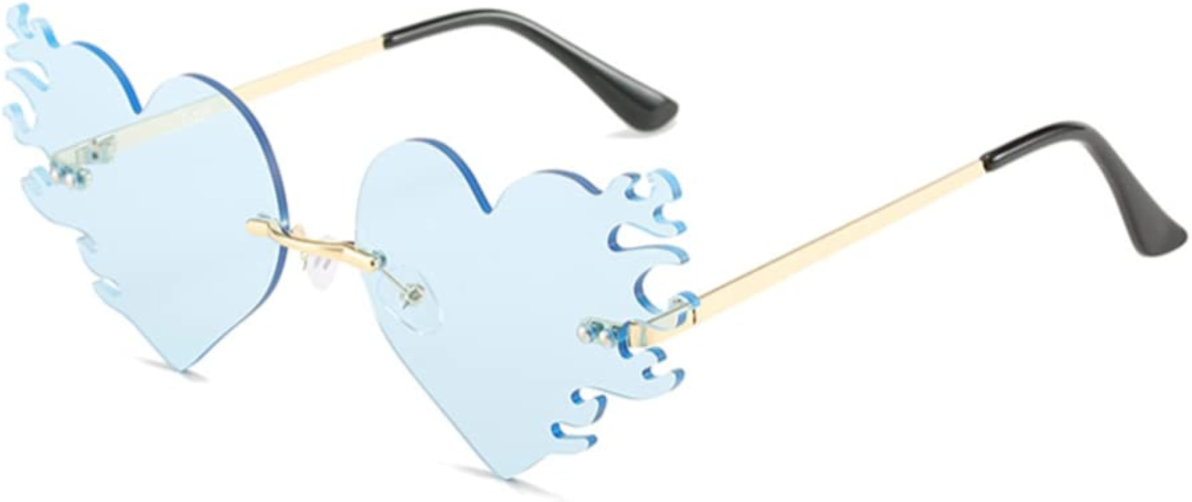 ENTHYI Melting Heart Flame sunglasses Women/men Trendy Rimless Party Cute Prom Glasses Novelty He... | Amazon (US)