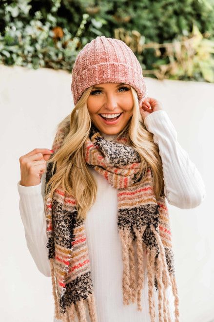 Late Nights With You Black Striped Scarf DOORBUSTER | The Pink Lily Boutique