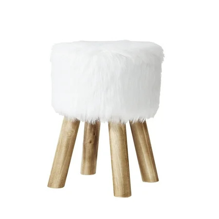 Poly and Bark Yvette White Faux Fur Stool | Walmart (US)