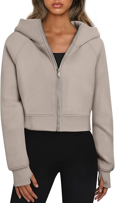 Trendy Queen Womens Zip Up Hoodies Jackets Cropped Sweatshirts Fleece Fall Outfits Casual Comfy Y... | Amazon (US)