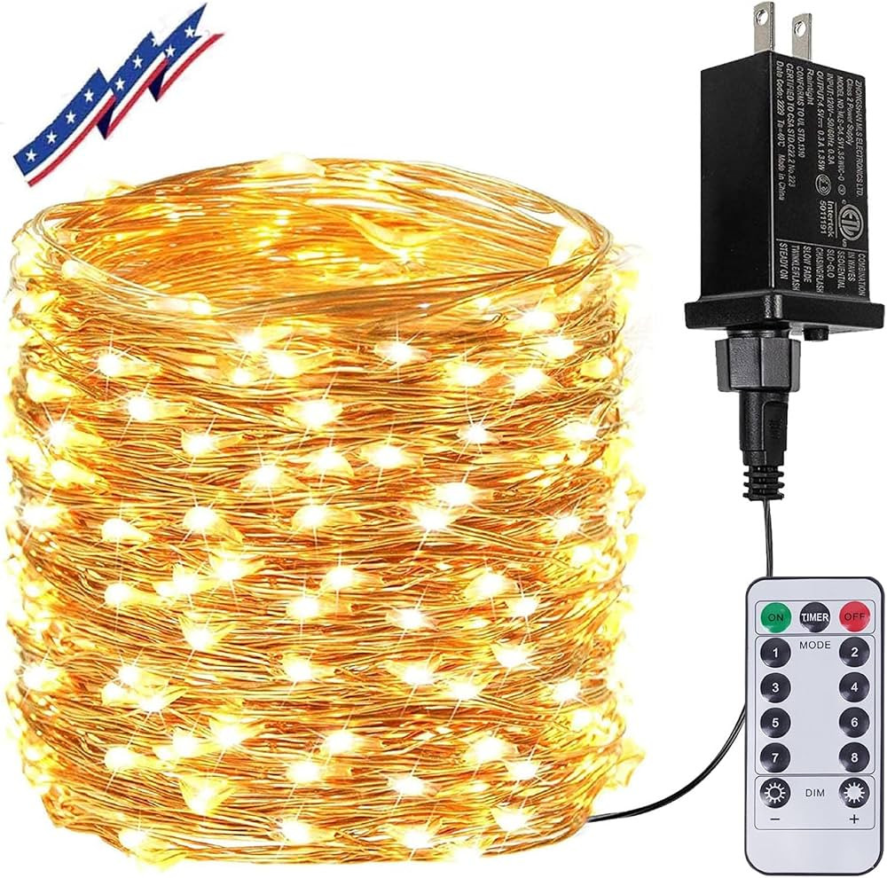 Super-Long 99Ft 300 LED Fairy Lights Plug in, Waterproof String Lights Outdoor with Remote, Coppe... | Amazon (US)