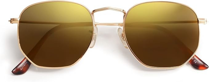 SOJOS Polarized Sunglasses for Women and Men Small Hexagonal Mirrored Lens SJ1072 | Amazon (US)