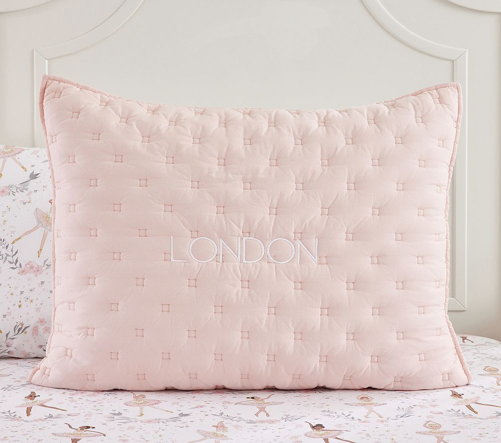 Square Stitch Quilt, Standard Sham, Blush, | Pottery Barn Kids