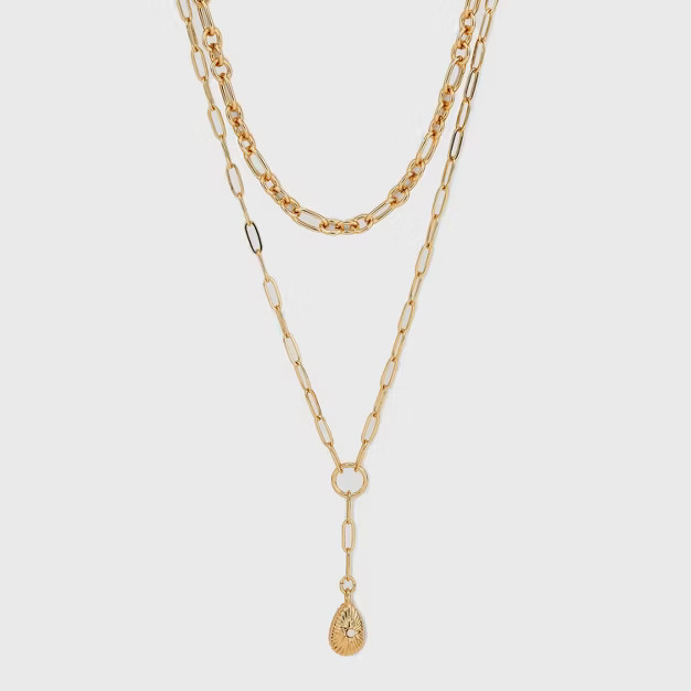 Multi-Strand Pearl Pendant Necklace - A New Day™ Gold | Target