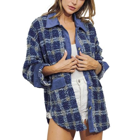 KmaiSchai Women Fleece Jackets Fashion Plaid Wool Keep Warm Coat Winter Lamb Patchwork Corduroy Ladi | Walmart (US)