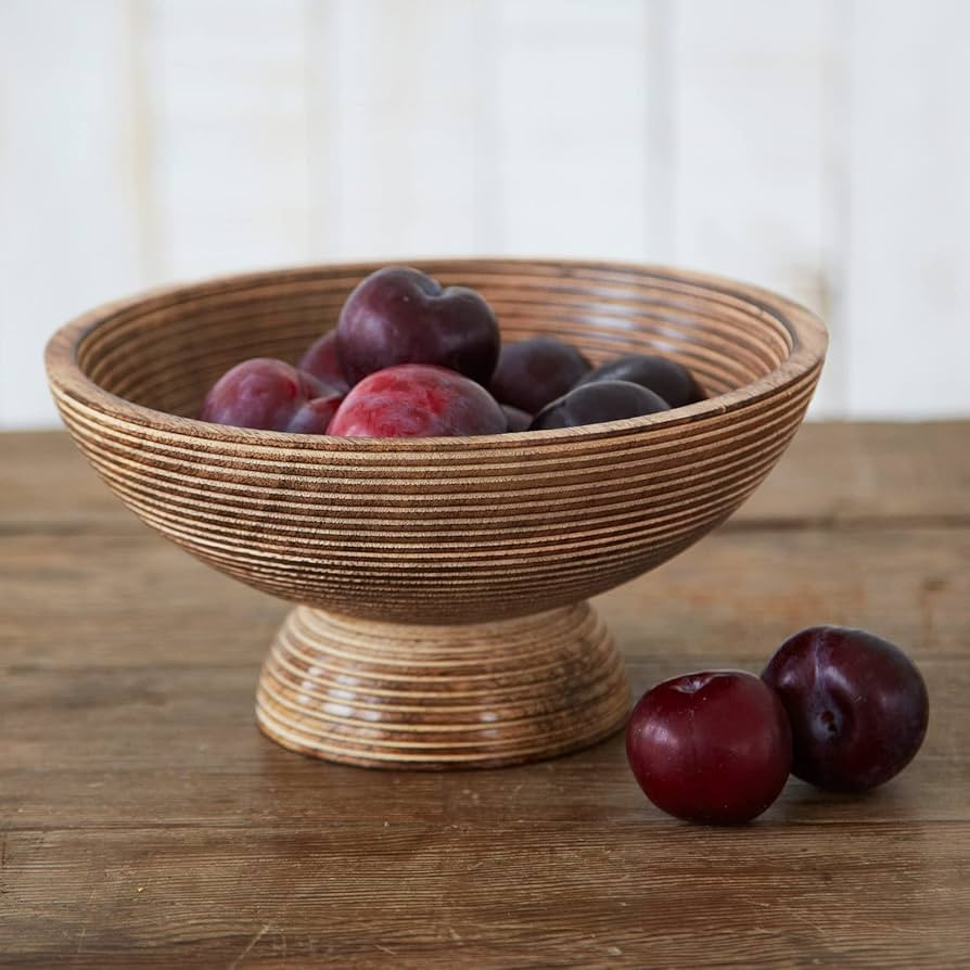 Paper High Hand Carved Makula Raised Design Mango Wood Fruit Bowl - Decorative Wooden Bowl - Fair... | Amazon (UK)
