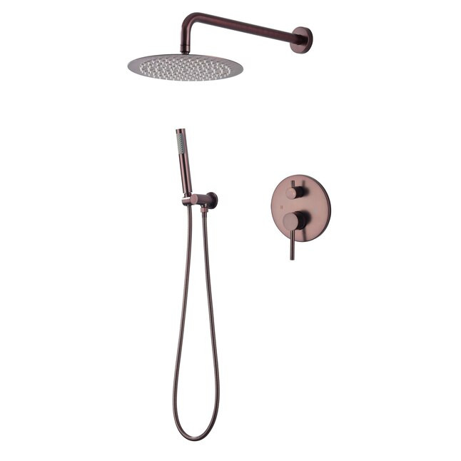 WELLFOR 10-Inch Shower System Oil Rubbed Bronze Dual Head Waterfall Built-In Shower Faucet System... | Lowe's