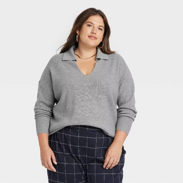 Women's Collared Polo Ribbed Pullover Sweater - A New Day™ | Target