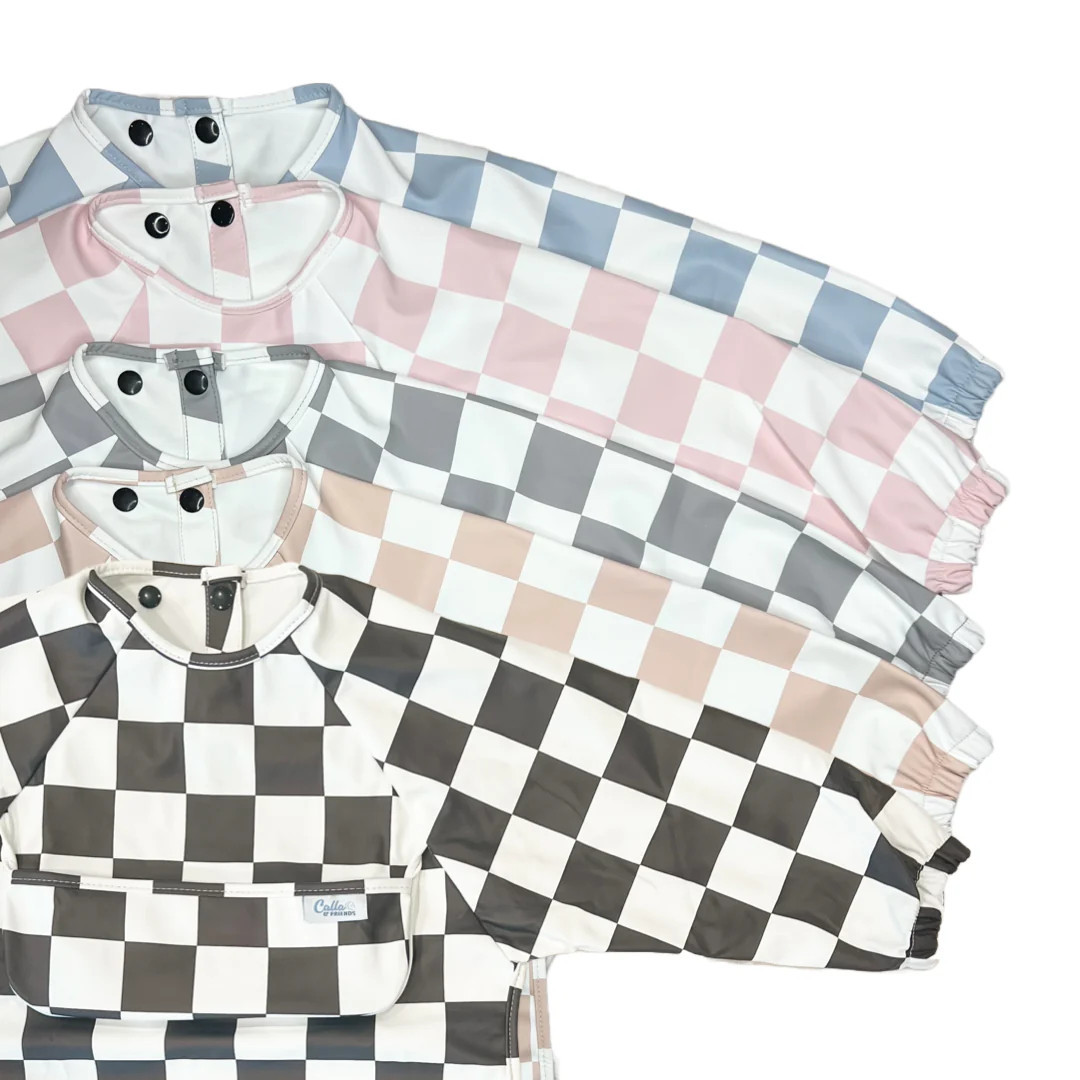 The Grayson Long Sleeve Bib - Checkered | Calla & Friends