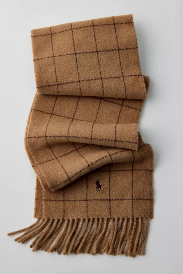 Polo Ralph Lauren Windowpane Check Reversible Scarf in Tan, Men's at Urban Outfitters | Urban Outfitters (US and RoW)