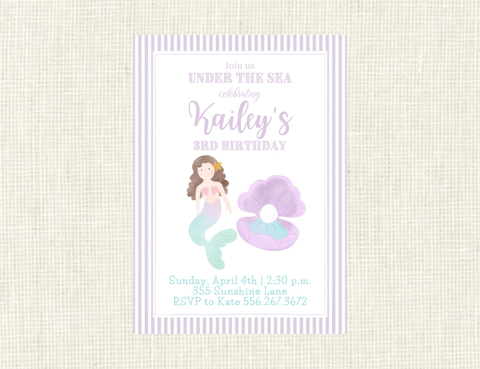 Mermaid Birthday Watercolor Invitations / Under the Sea/ - Etsy | Etsy (US)