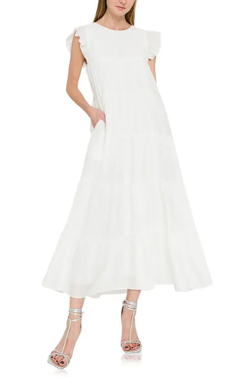 English Factory Tiered Maxi Dress in White at Nordstrom, Size X-Small | Nordstrom