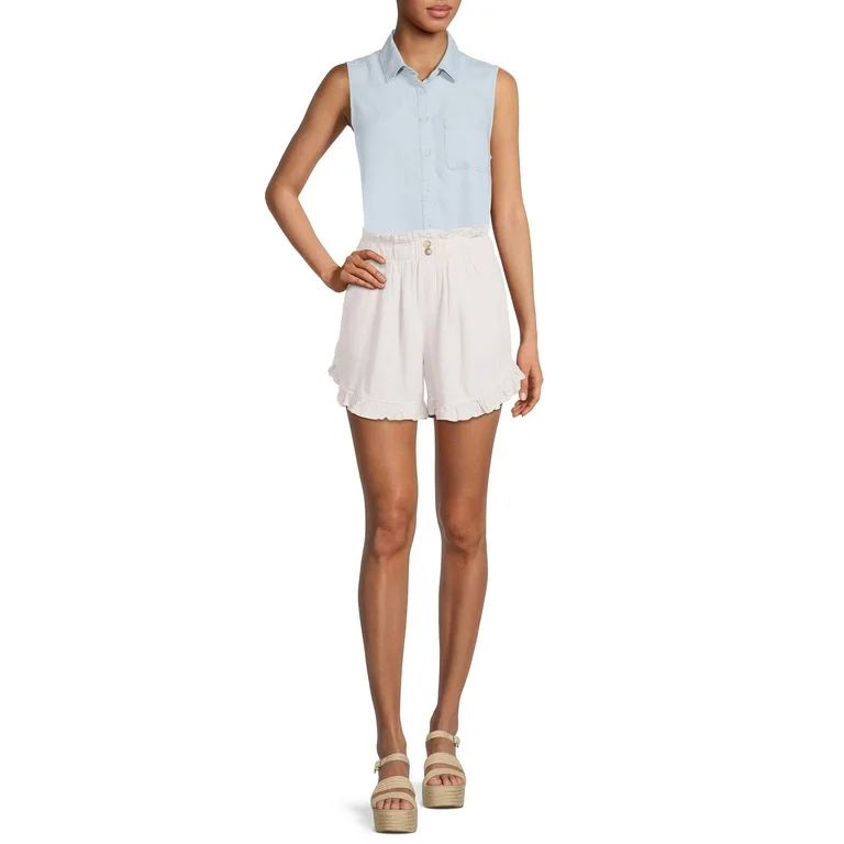 Time and Tru Women's Linen Ruffle Shorts | Walmart (US)