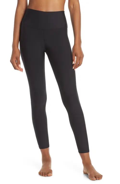 Alo Airlift High Waist Midi Leggings in Black at Nordstrom, Size Large | Nordstrom