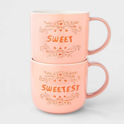 15oz 2pk Stoneware Sweet and Sweetest Mugs - Opalhouse™ | Target