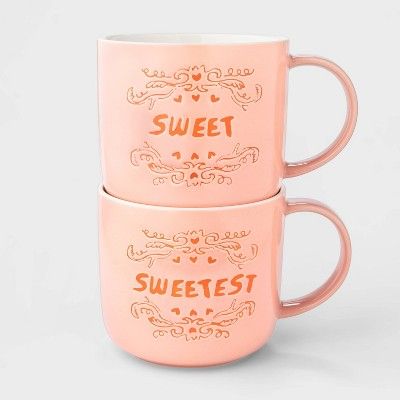 15oz 2pk Stoneware Sweet and Sweetest Mugs - Opalhouse™ | Target
