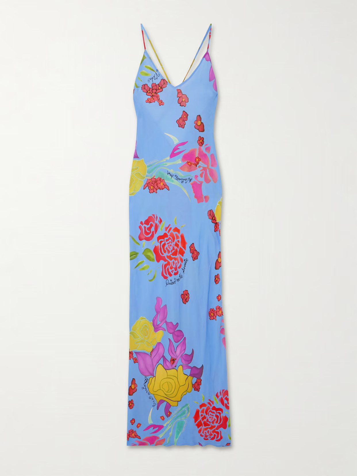 Donde Esteban - Cielo Floral-print Satin Maxi Dress - Blue | NET-A-PORTER (US)
