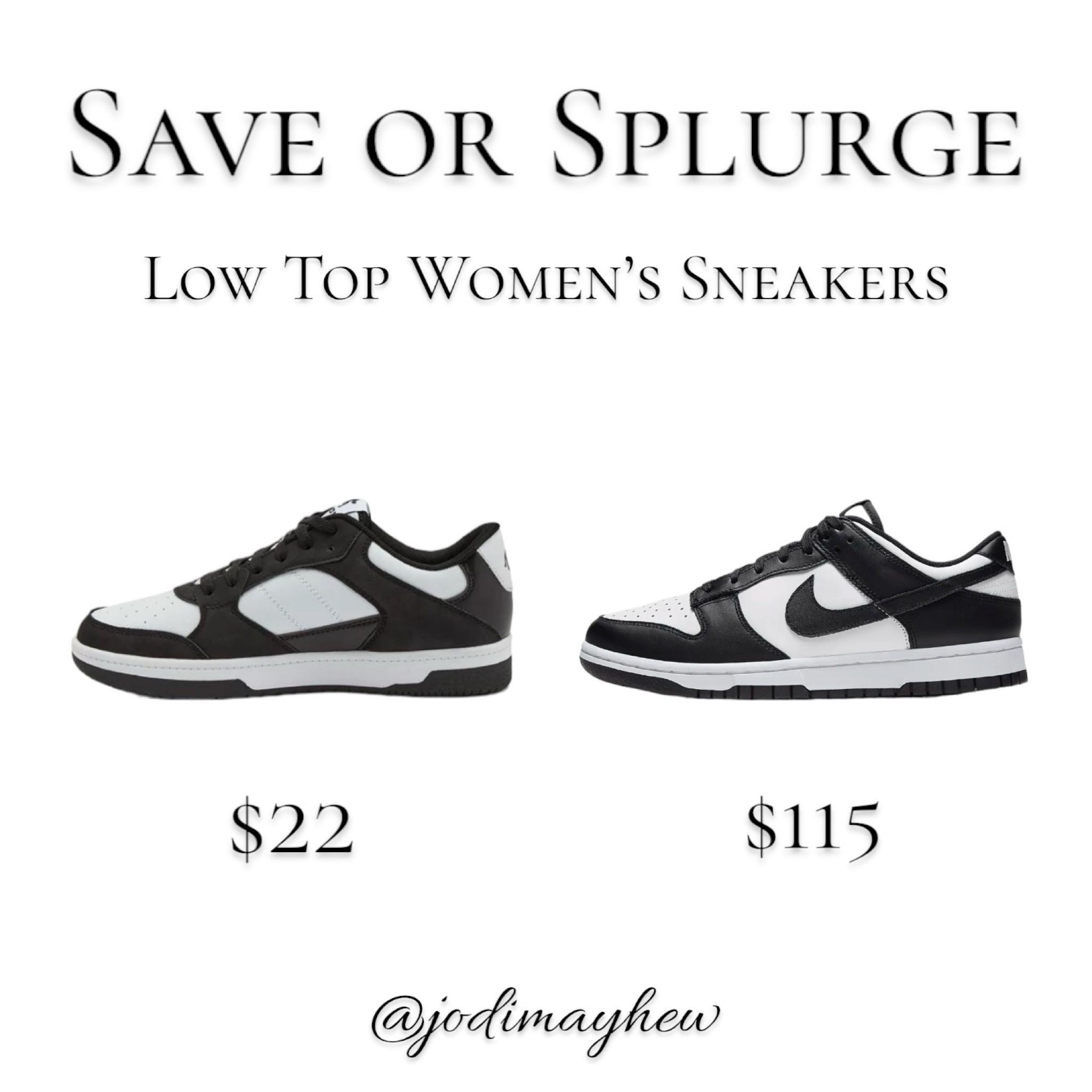 Save or Splurge: Low Top Women’s Sneakers 👟 . 

#womens #sneakers #shoes #low #top #nike #dunks #save #splurge #luxe #less #affordable #fashion #inspo #ideas #outfit #walmart #designer #dupe 

#LTKfindsunder50 #LTKstyletip #LTKshoecrush