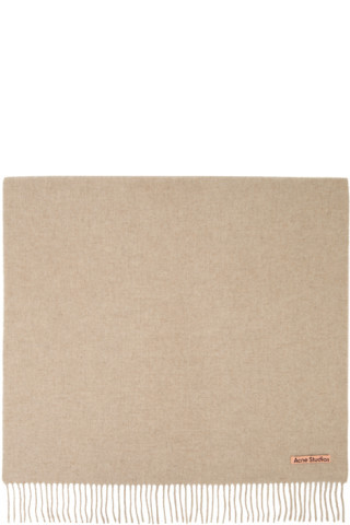 Beige Oversized Fringe Scarf | SSENSE