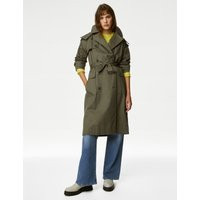 Womens M&S Collection Pure Cotton Stormwear™ Longline Trench Coat - Hunter Green | Marks and Spencer AU/NZ