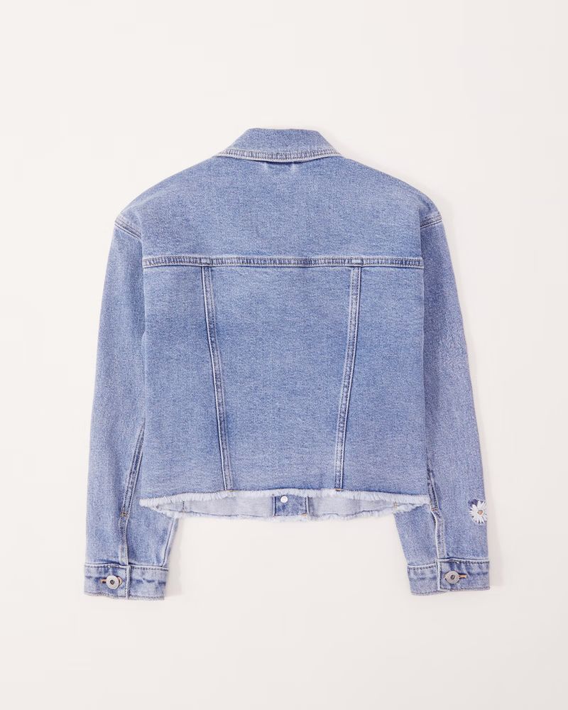 girls cropped denim jacket | girls clearance | Abercrombie.com | Abercrombie & Fitch (US)