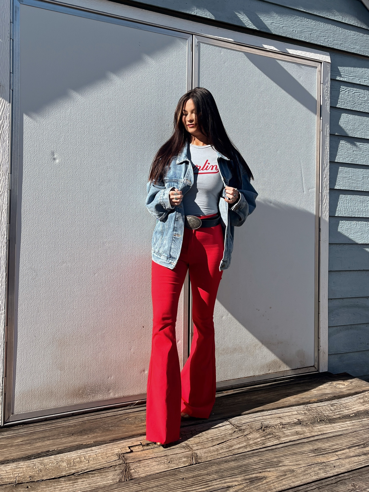 Pop of color with the red Fiona flares! Super stretchy pants with the perfect flare to them. I am only 5’1 so I cut mine! 34” inseam 
Discount code LORI20 for 20% off sitewide 

#LTKSeasonal #LTKStyleTip #LTKFindsUnder50