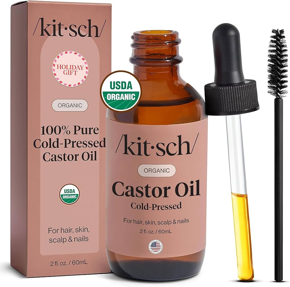 Kitsch Organic Castor Oil for Hair Growth - 100% Pure Castor Oil, Organic Cold Pressed Unrefined ... | Amazon (US)