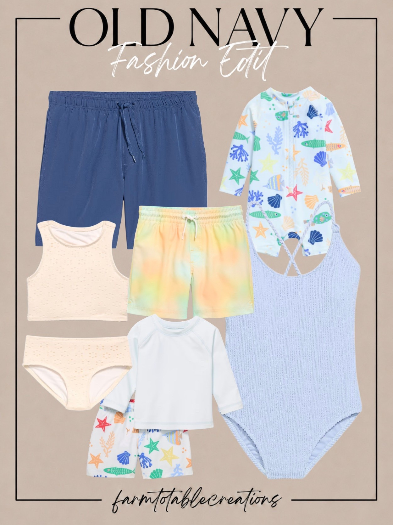 Old Navy Family Swim Finds ☀️🌊

Beach days, pool vacations, and summer adventures are even better with coordinating swimwear for the whole family! This adorable Old Navy swim collection features soft coastal hues, playful prints, and comfortable styles for everyone—from littles to adults. With rash guards, swim trunks, and flattering one-piece options, these pieces make it easy to stay stylish while enjoying fun in the sun.

Whether you’re planning a family vacation or stocking up for summer, these affordable swim essentials are perfect for creating picture-perfect memories all season long.

Follow @farmtotablecreations on Instagram for more cozy home finds and trending decor.

#LTKSwim #OldNavyStyle #OldNavySwim #FamilySwimwear #MatchingFamilyStyle #BeachVacation #PoolDay #SummerEssentials #VacationStyle #ResortWear #FamilyVacation #SwimwearFinds #MomStyle #KidsFashion #BeachReady #SummerFashion #AffordableStyle #OldNavyFinds #LTKFamily #FarmToTableCreations

#LTKSwim #LTKKids #LTKMens