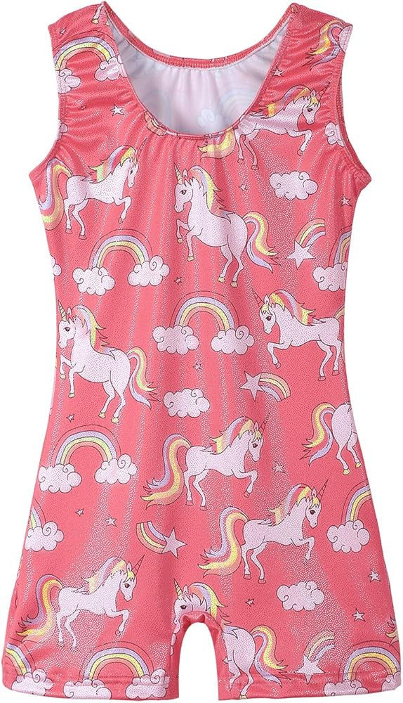 Leotards for Girls Gymnastics Unicorn Mermaid Rainbow Cupcake Dinosaur Sparkle Biketard 2-10 Years | Amazon (US)