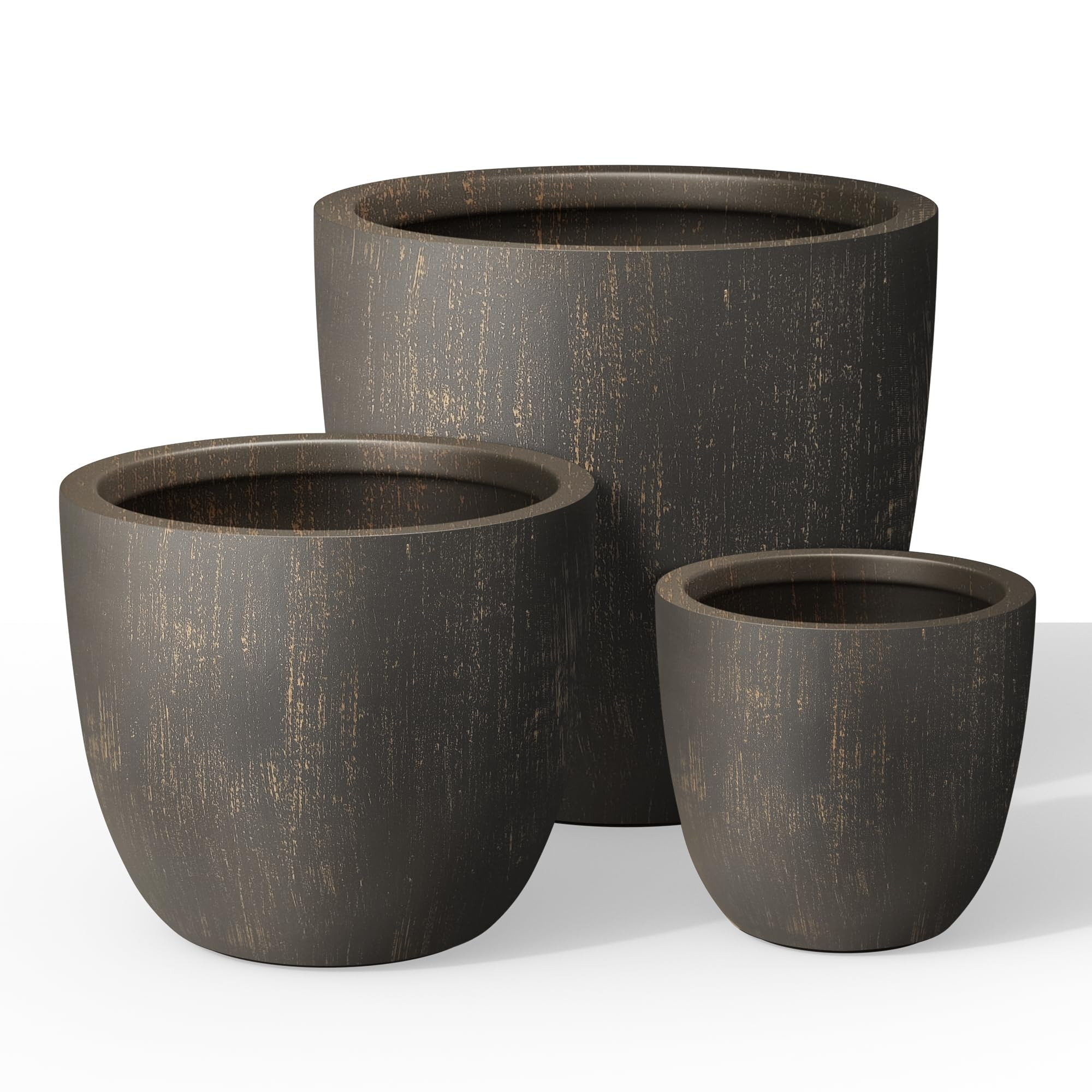 Kante 18",14",10" Dia Concrete Round Planters (Set of 3), Outdoor Indoor Large Planter Pots with ... | Amazon (US)