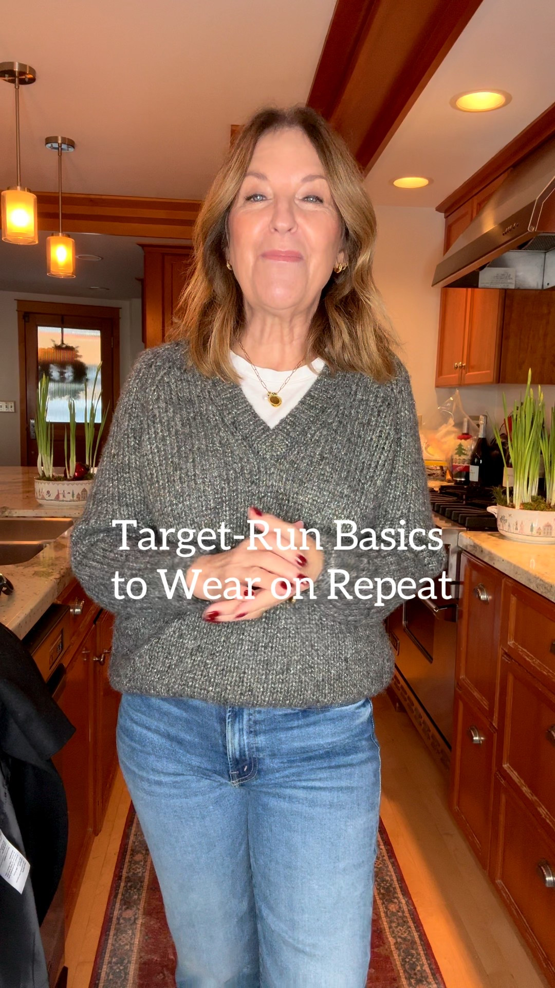 I’m heading to Target to pick up a toothbrush. 

I know — you’re probably thinking, Sandy, order it online. 

And yes, I checked … it’s in stock. But this isn’t just any toothbrush. 

It’s a Frozen electric toothbrush, and my granddaughter asked me to get her one for Christmas.

It’s one of those simple but special gifts, and I want to make sure she gets it! 

And here’s what I’m wearing for my quick Target run: easy, no-fuss basics that feel stylish and put-together.

✨Metallic V-neck sweater (Nordstrom)
✨Straight-leg jeans (Mother Kick-it, petite sizes too)
✨Boots (Staud)
✨Wool coat (Quince)
✨Cashmere Triangle scarf (Aritzia)
✨Crossbody (Quince)

These are some favorite basics. What's your favorite basic? 


#LTKootd #LTKOver40 #LTKHoliday