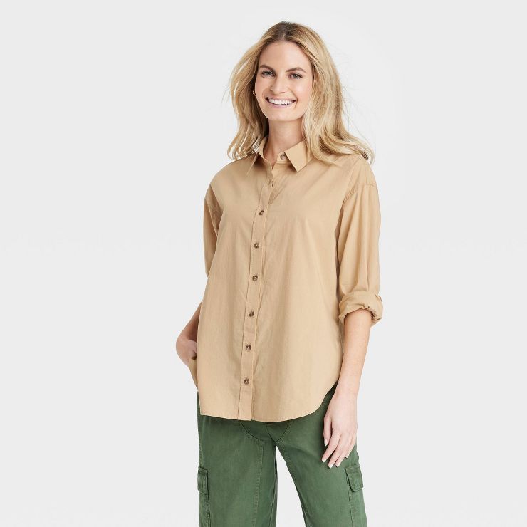 Women's Oversized Long Sleeve Button-Down Shirt - Universal Thread™ | Target