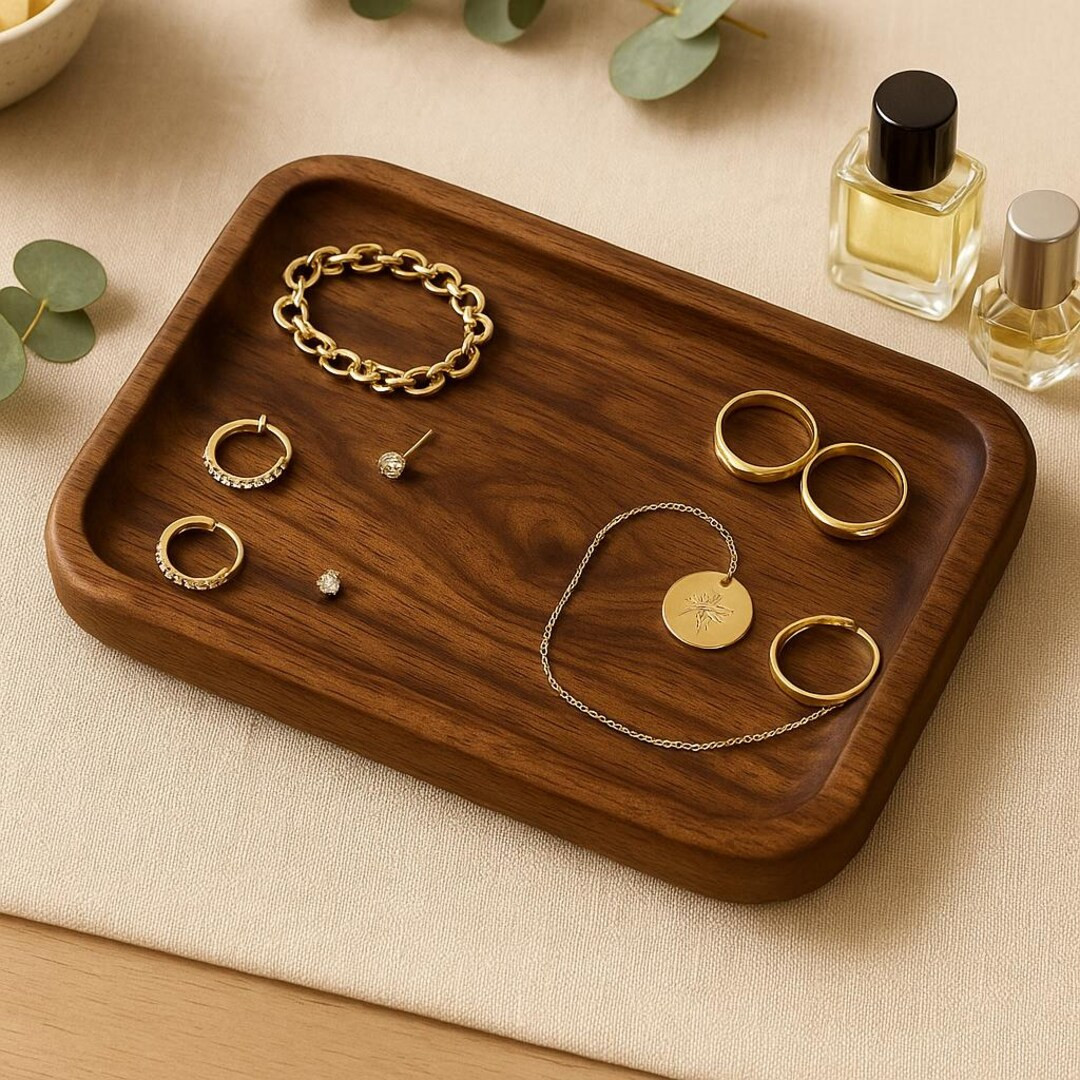 Handmade Rosewood Catchall Tray Set: Wooden Valet Trays, Jewelry Organizer - Etsy | Etsy (US)
