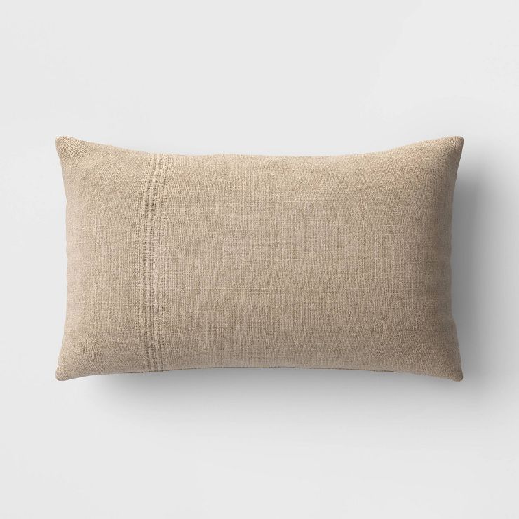 Oversized Textured Linen Striped Throw Pillow Neutral - Threshold™ | Target