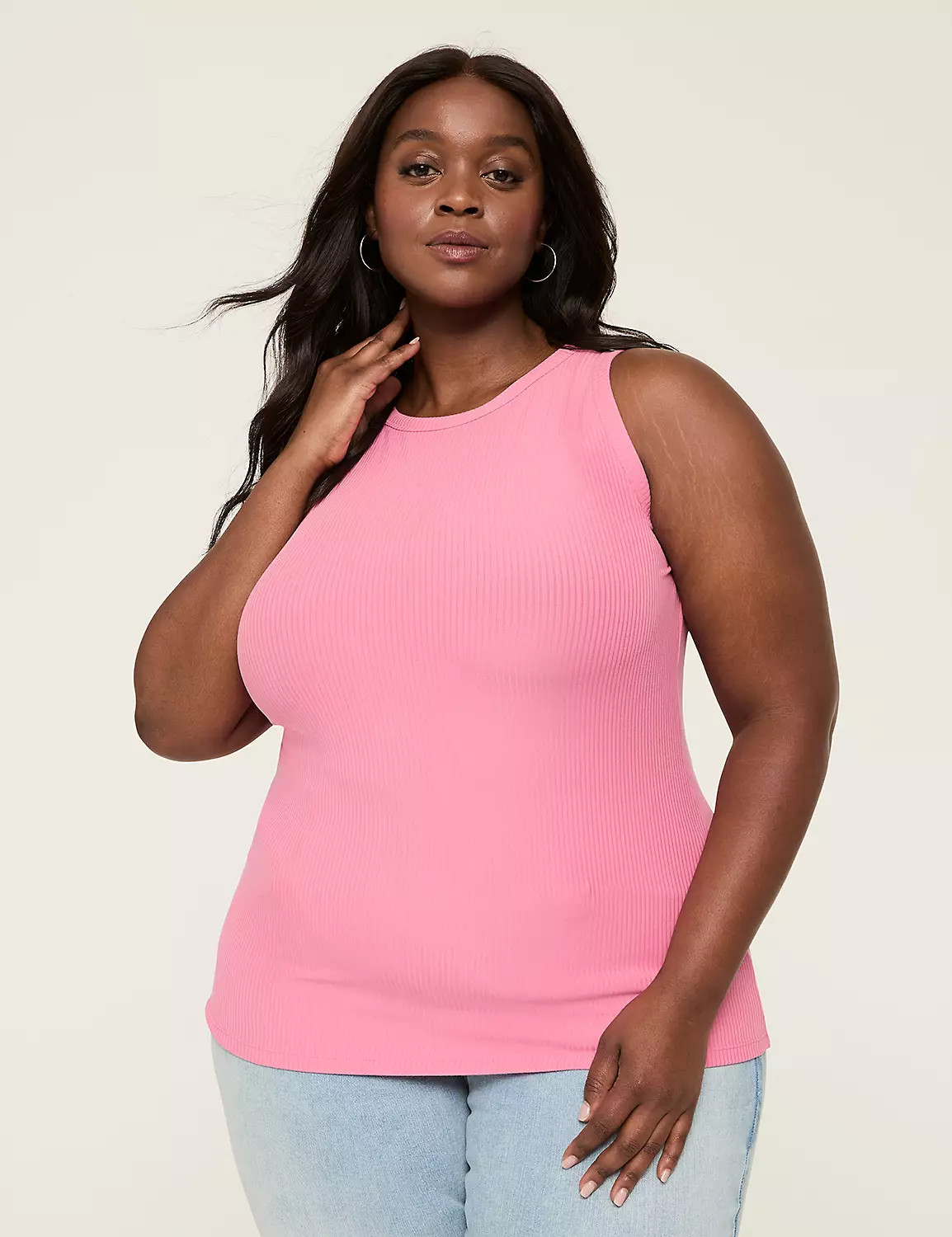 High-Neck Rib Tank | Lane Bryant (US)