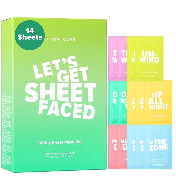I DEW CARE Let's Get Sheet Faced Face Sheet Mask Pack | Set of 14 Sheet Masks Self Care Gifts for... | Amazon (US)