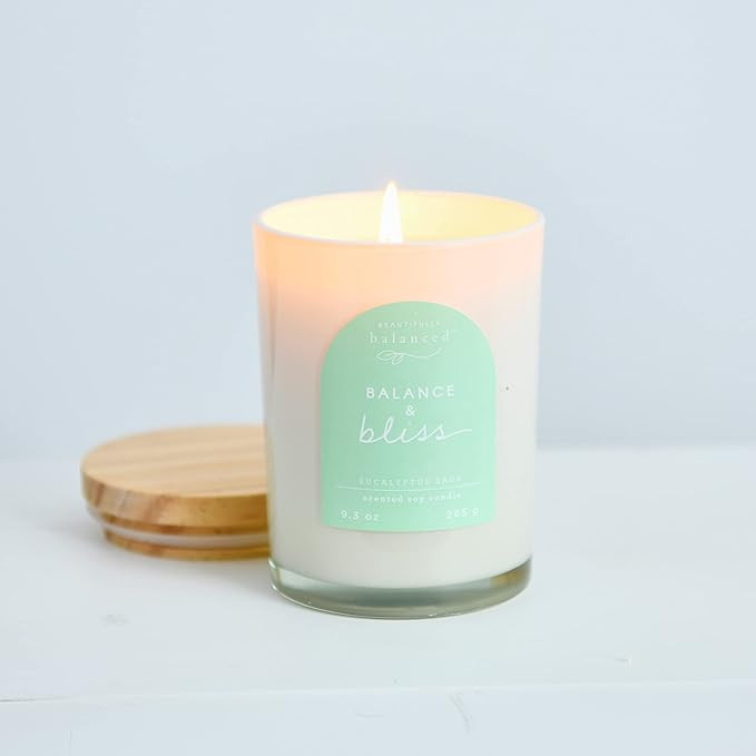 Scented Lidded Glass Soy Candle, Balance + Bliss, 9.3 oz. | Amazon (US)