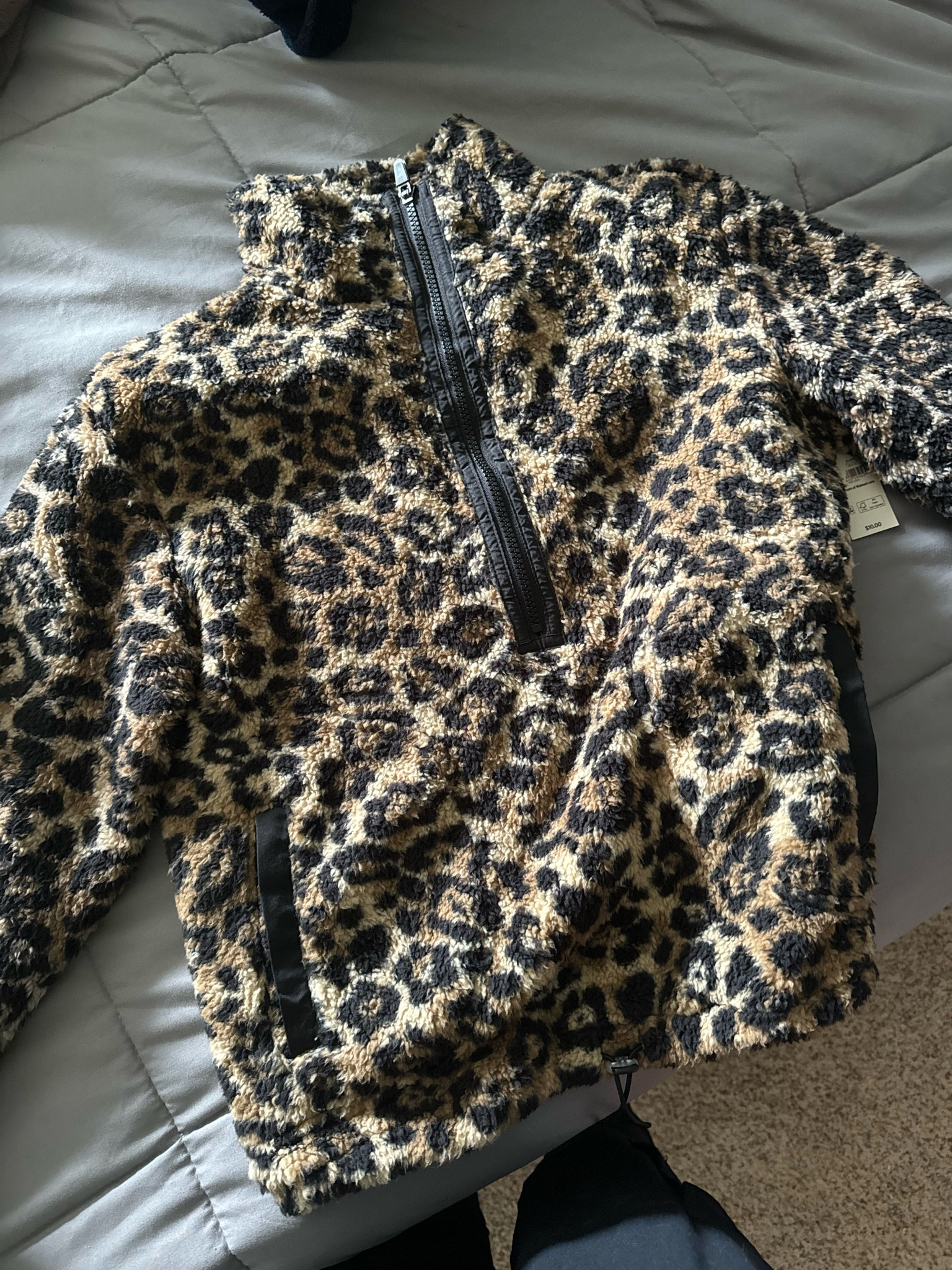 $10 leopard fleece from Walmart is so cute! Fits TTS 