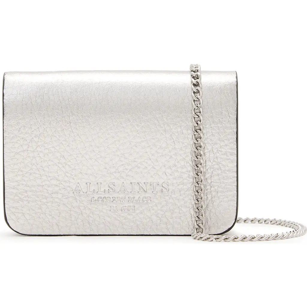 AllSaints The Honore Leather Cardholder in Silver at Nordstrom Rack | Nordstrom Rack