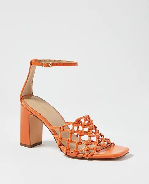 Rylee Knotted Leather Block Heel Sandals | Ann Taylor | Ann Taylor (US)