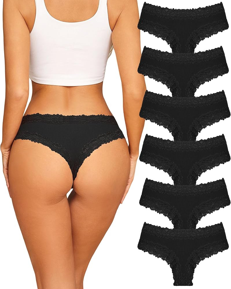 Sth Big Womens Cotton Underwear Sexy Lace Brazilian Panties Soft Breathable Cotton Bikini for Lad... | Amazon (US)